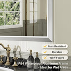 72x32 Inch Brushed Silver Bathroom Mirror - Image 3