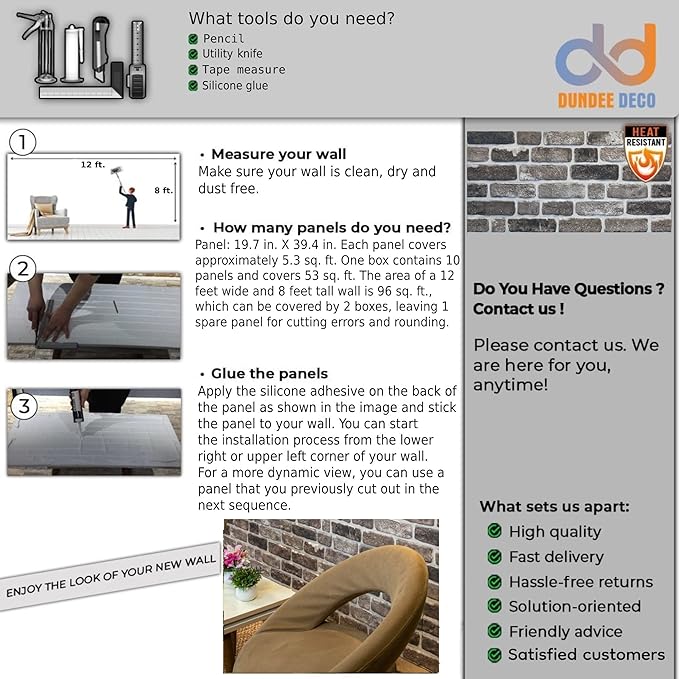 Dundee Deco 3D Wall Panels Faux Brick - Image 6