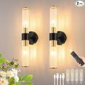 Black Gold Battery Operated Wall Sconces Set of 2, Rechargeable Wall Lights by Morauroral