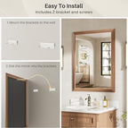 28x36 Inch Bathroom Mirror for Wall, Anti-Rust Walnut Wood Grain Metal Framed - Image 5