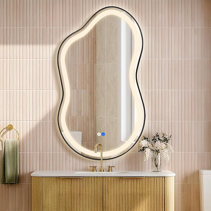 Dorlicecass Irregular Led Bathroom Mirror- Black 24"x36" Single Piece Vanity - Image 3