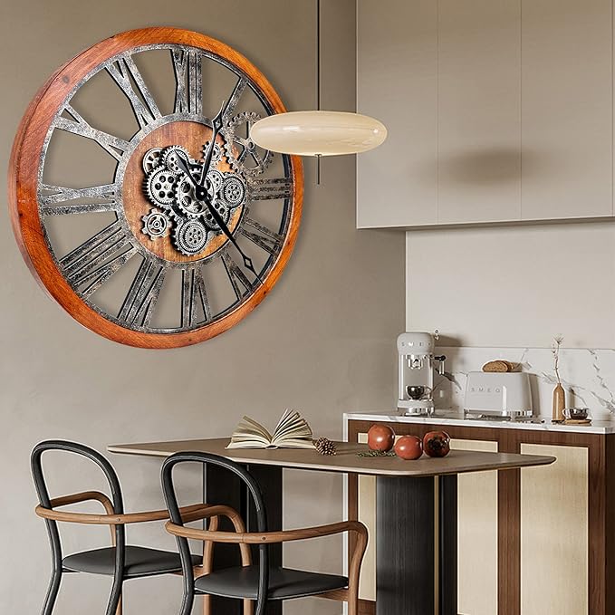 The B-Style 36" Large Moving Gear Wall Clock Oversized Vintage Farmhouse Wall - Image 5