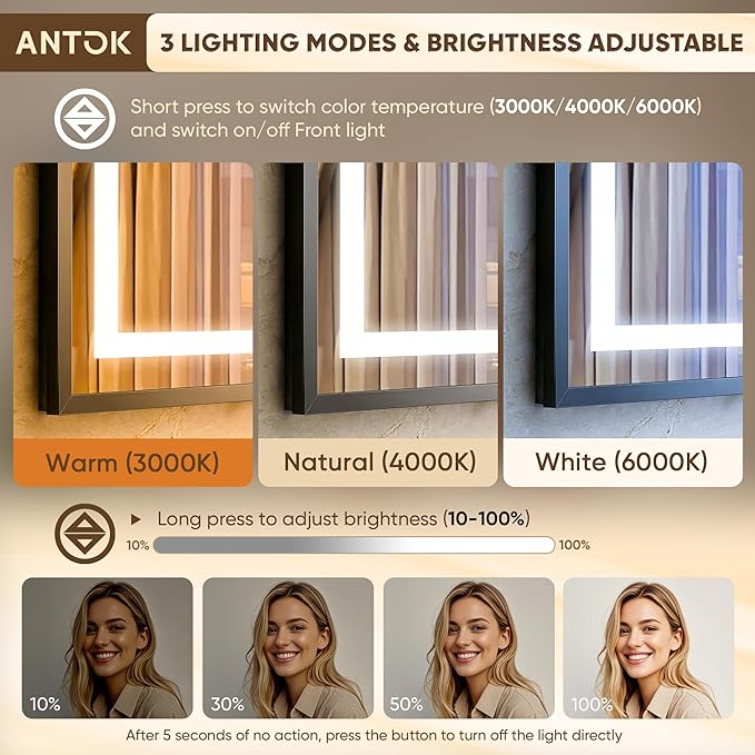 Antok 55X30 LED Bathroom Mirror - Image 5