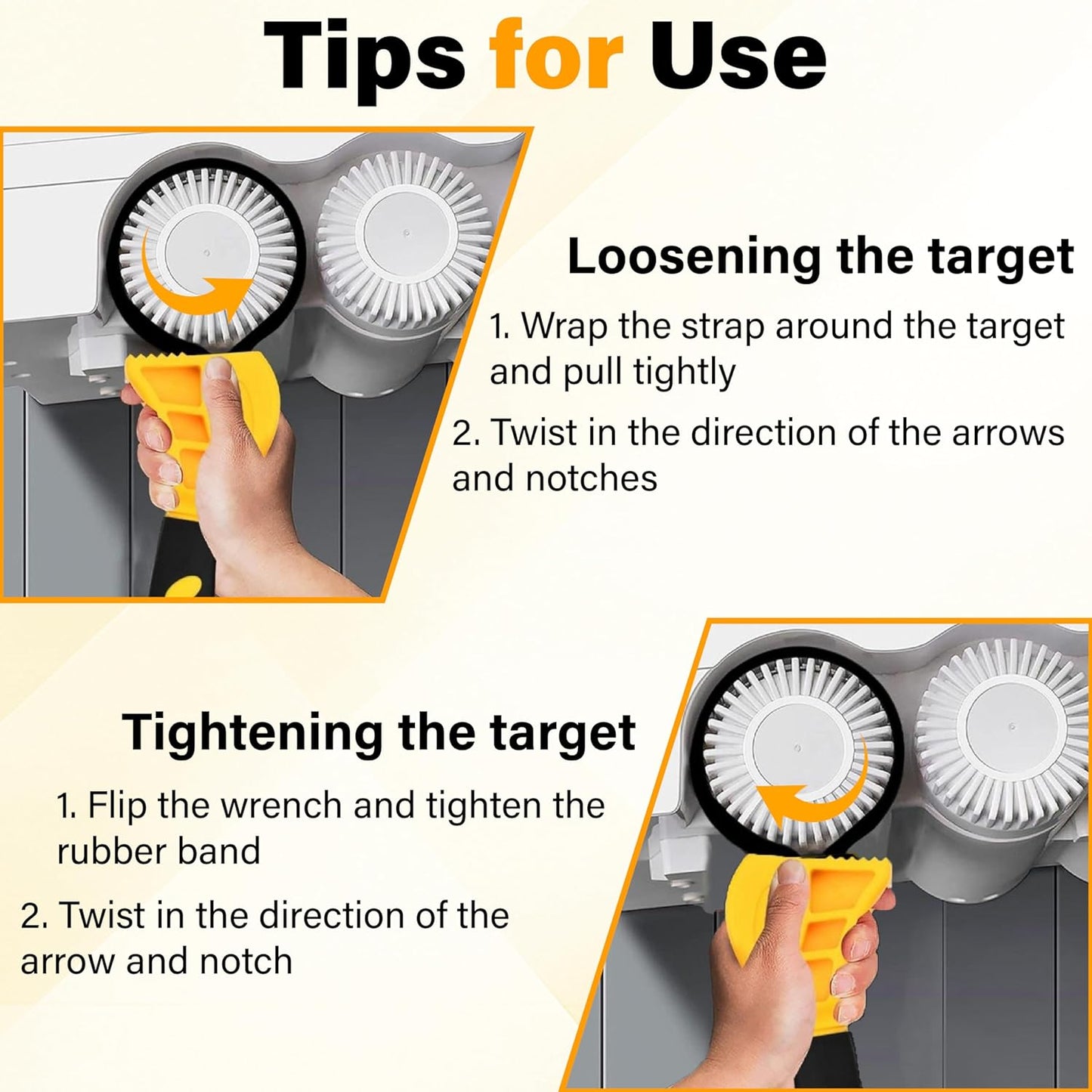 2 PCS Strap Wrench Plumbing, Rubber Strap Wrench, 24 Inch & 19.7 Inch Oil Filters Strap Wrenches, Water Filter Wrenches, Adjustable Rubber Jar Opener for Water Filters, Plumbing,Sink, Faucet (Yellow)