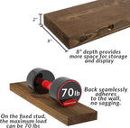 72 Inch Floating Shelves Set of 2, 8-in Deep High End Real Solid Wood Floating - Image 2