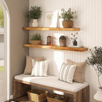 Live Edge Floating Shelf 55 Inch Extra Long | Solid Rustic Elm Wood - Image 4