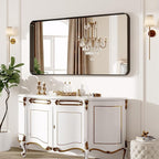 60X28 Inch Black Metal Framed Bathroom Mirror - Image 9