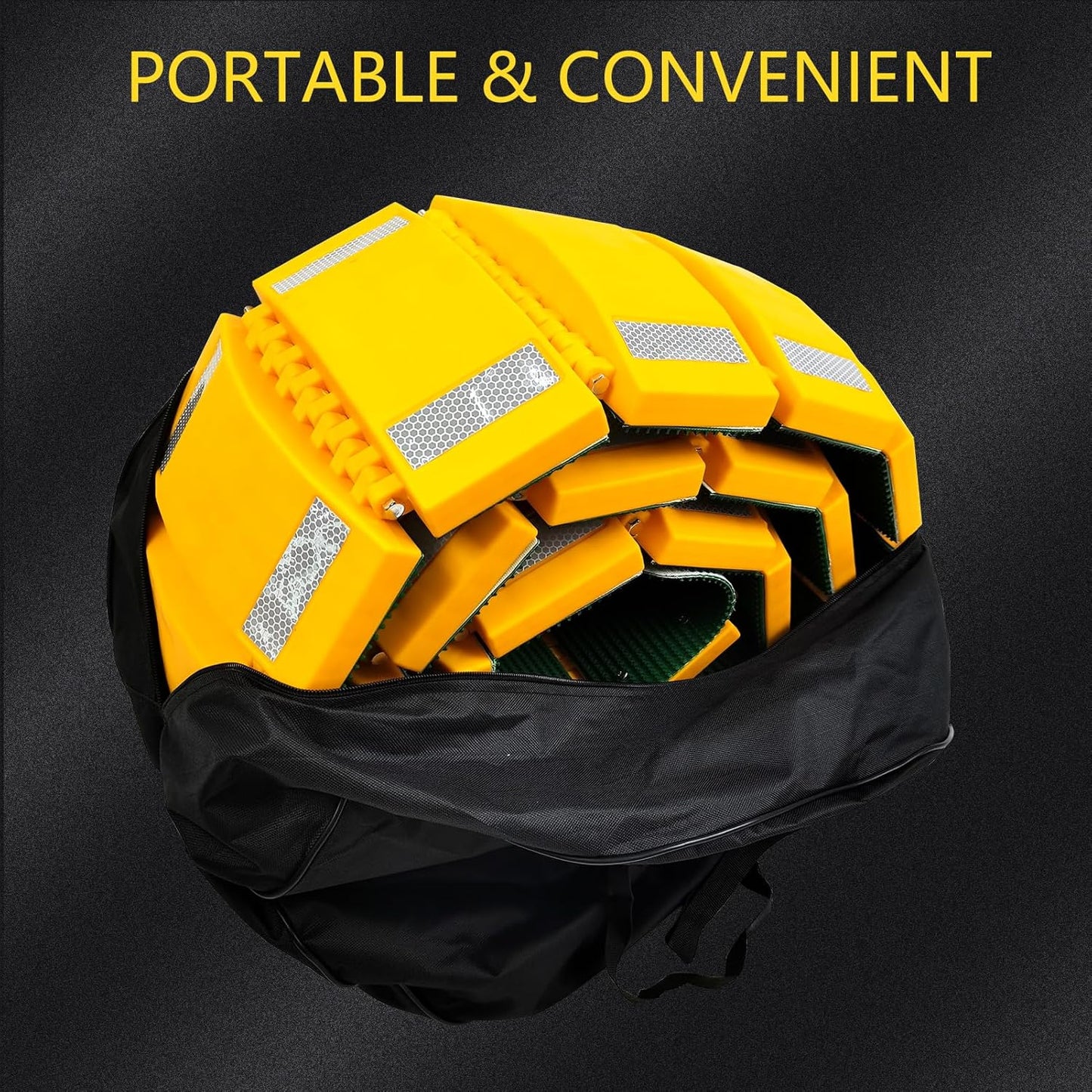 10ft Portable Speed Bump Plastic Humps with Slow Down Sign for Road Neighborhood Garage Parking Driveway