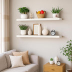 BGMG Wood Floating Shelves for Wall 42 inch Set of 2, Solid Wood Wall Mount - Image 2