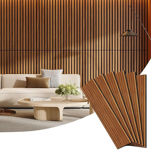 6 Pack Wood Panels for Wall, 47.24" x 12.79" Acoustic Wood Slat Wall Panel for by Vellorise