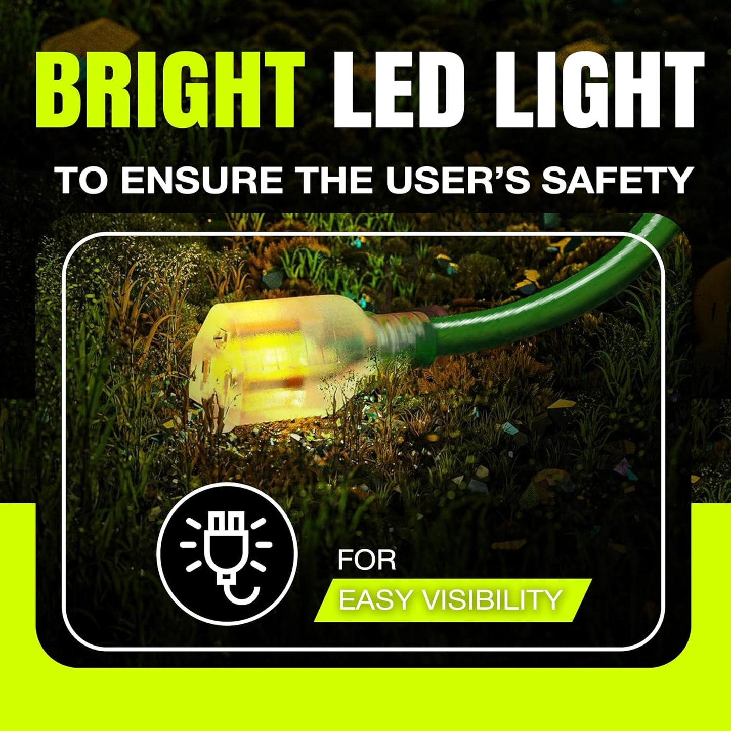 100ft Outdoor/Indoor Extension Cord 10/3 Gauge Ultra Heavy Duty 3 Prong SJTW, Waterproof, Flexible Cold-Resistant Long Power Cord,15A 125V 1875W, Green by LifeSupplyUSA