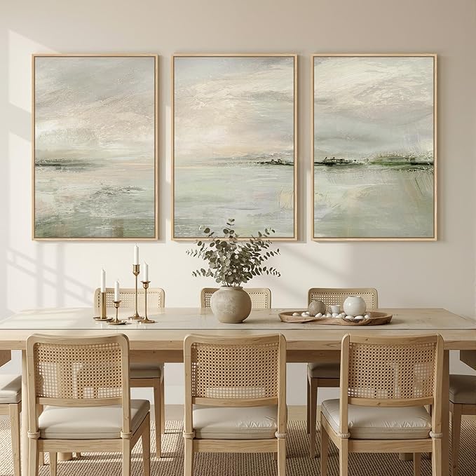 Large Framed Sage Green Abstract Landscape Wall Art - Image 4