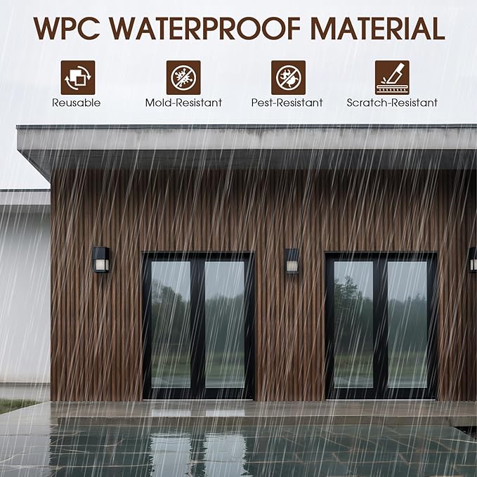 WPC Slat Wall Panels 8 Pack 96" x 6", Waterproof Fluted Wall Paneling, Accent - Image 3