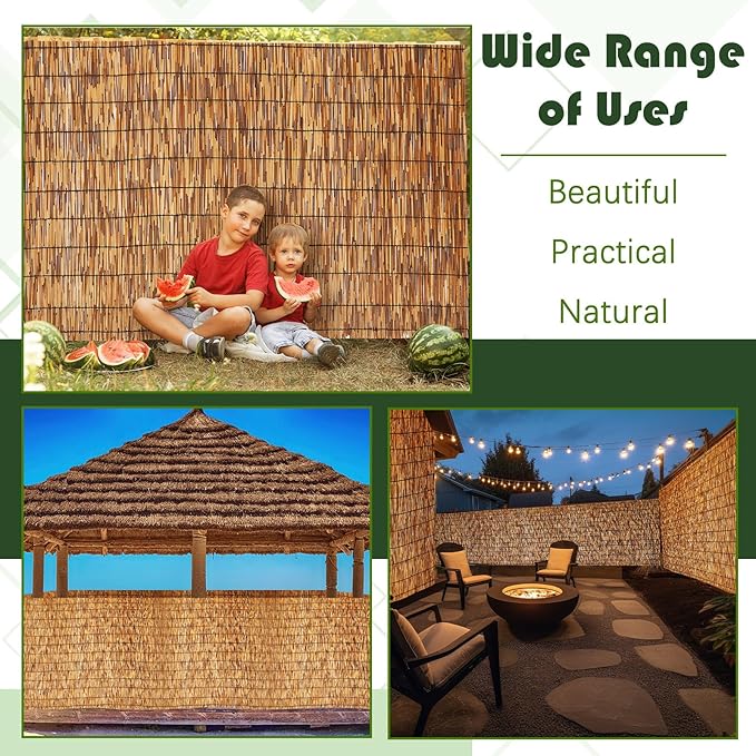 Barydat 1 Pcs 5 x 25 ft Reed Fence Roll, 85% Shade Bamboo Privacy Screen - Image 8