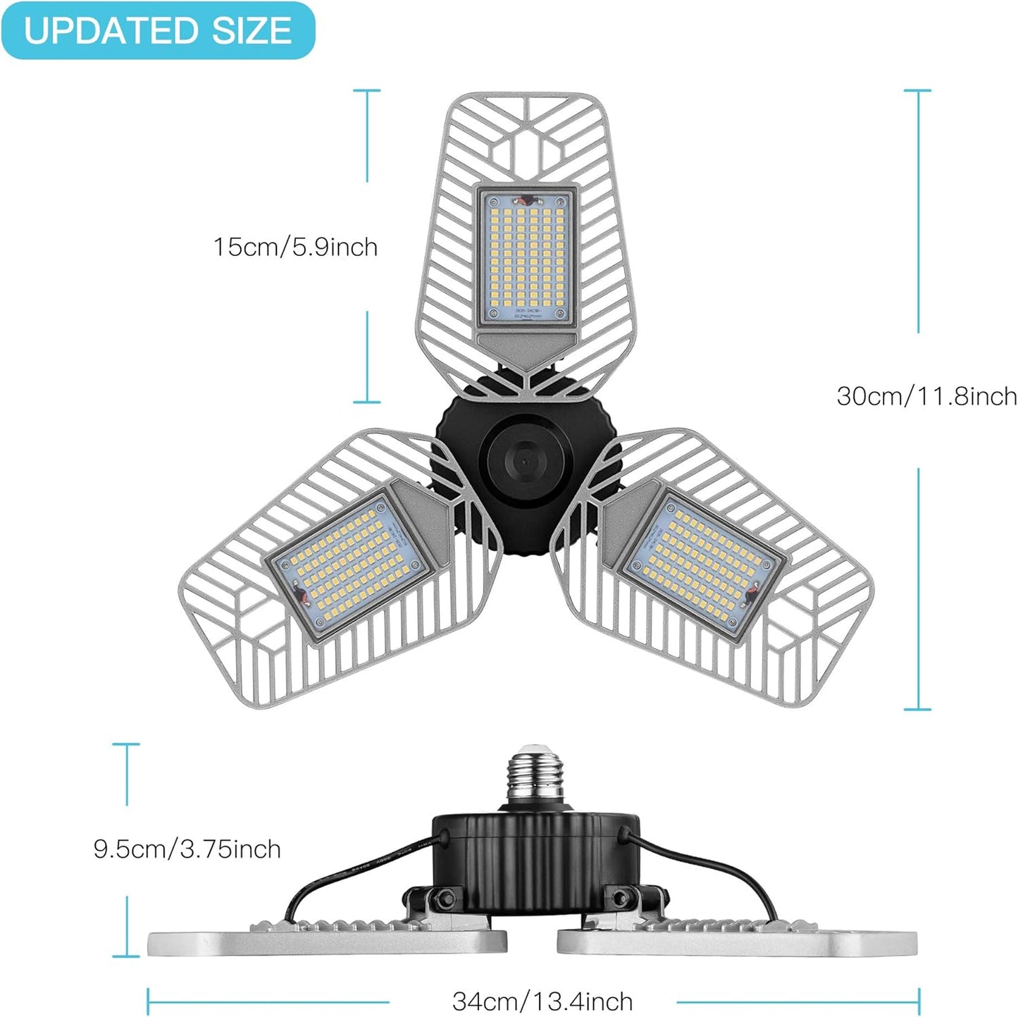 2-Pack Deformable LED Garage Ceiling Lights, 9000 Lumens, 82W CRI 80, Adjustable Shop Lighting (No Motion Activated)