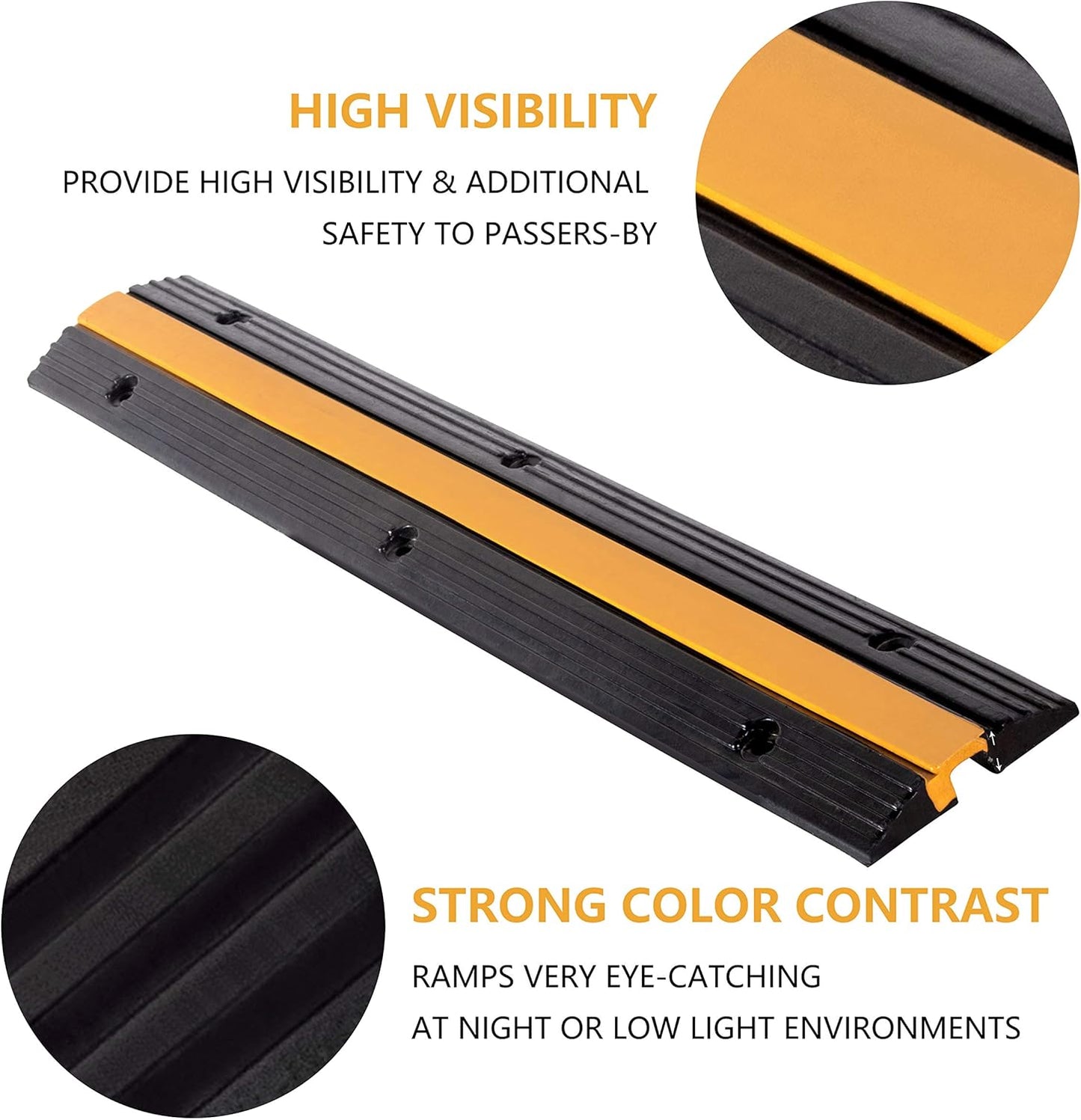 2 Pack Rubber Cable Ramp Hose Cable Protector Ramp 1 Channel 11000Lbs Load Capacity Traffic Speed Bump Wires Power Lines Extension Cord Cover for Indoor Outdoor