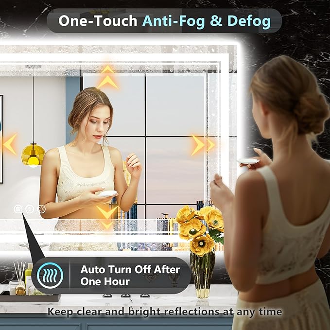 72x40 LED Bathroom Mirror with Lights, Backlit and Front Lit Anti-Fog Lighted - Image 5