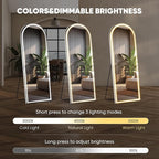 DUMOS Arched LED Full Length Floor Mirror, 3 Color Lighting, Hanging or Leaning - Image 3