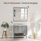 Silver Bathroom Mirror, 30x36 Inch Beveled Silver Vanity Mirror - Image 2
