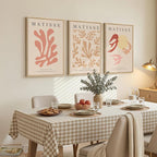 Framed Large Matisse Abstract Wall Art Set of 3, Vintage Neutral Pink Floral - Image 2