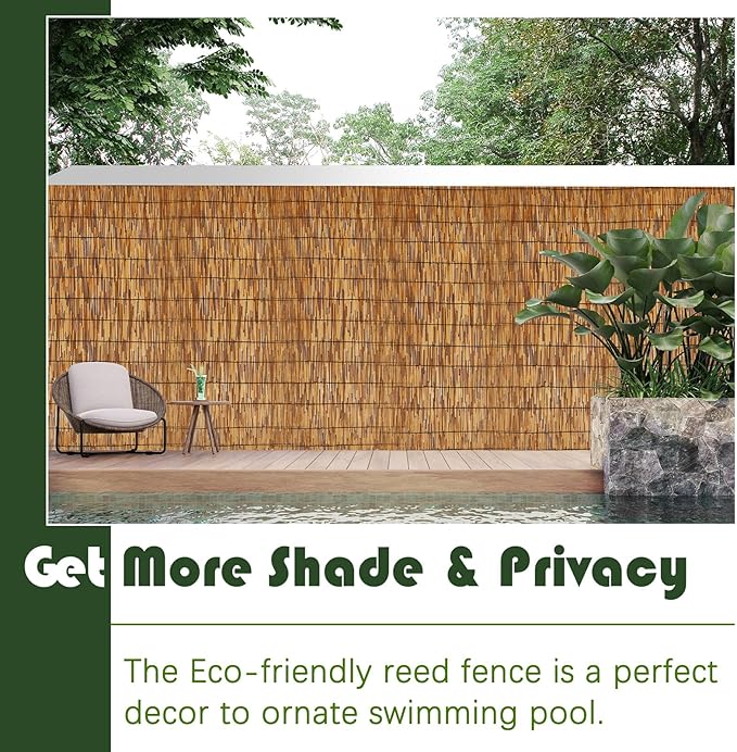 Barydat 4 Pcs 3 x 16.4 ft Reed Fence Roll, 85% Shade Bamboo Privacy Screen - Image 7