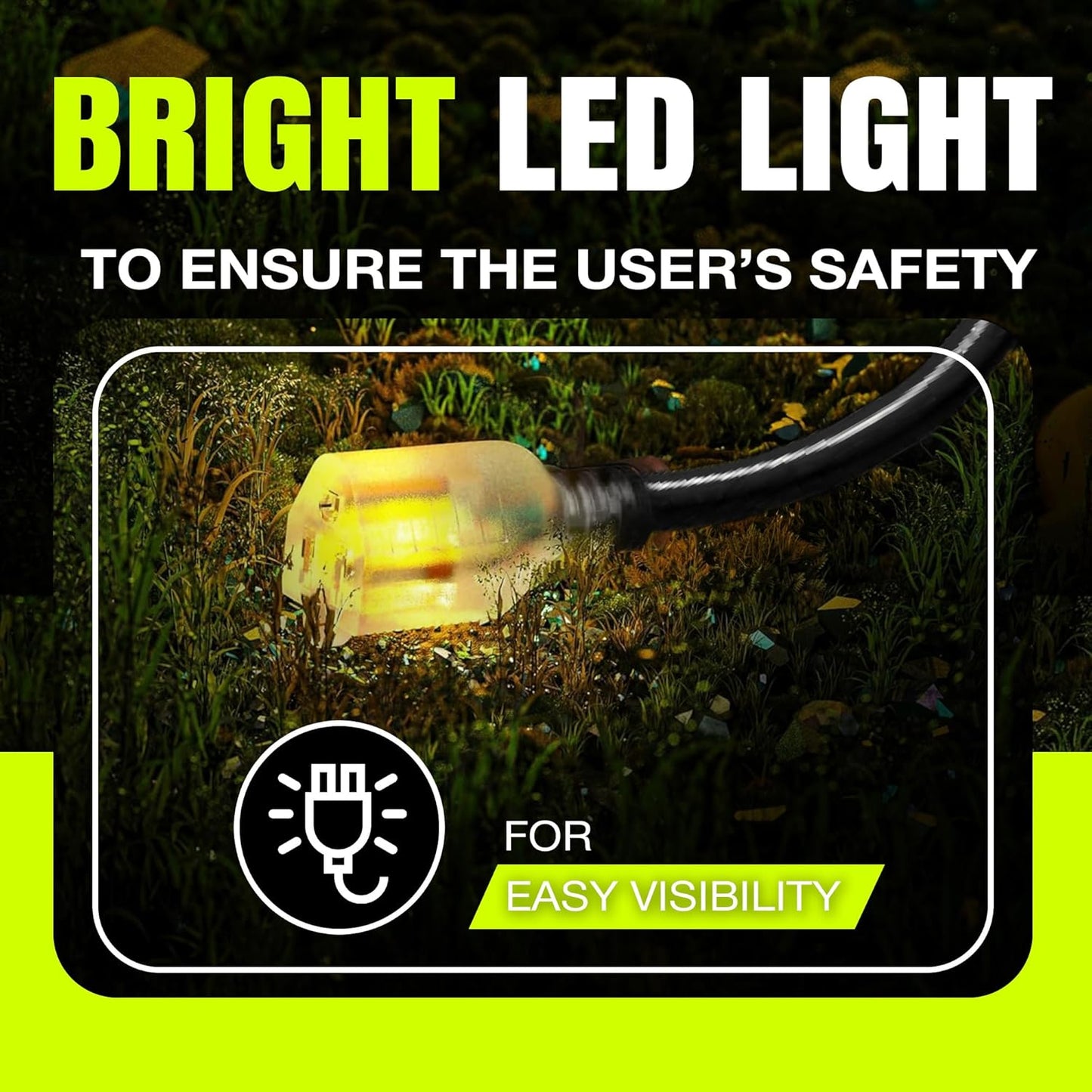 10ft Outdoor/Indoor Extension Cord 10/3 Gauge Ultra Heavy Duty 3 Prong SJTW, Waterproof, Flexible Cold-Resistant Long Power Cord,15A 125V 1875W, Black by LifeSupplyUSA