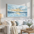 Extra Large Framed Blue Gold Abstract Wall Art - Image 2