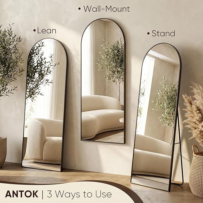 Antok Full Length Mirror, Arched Floor Standing Freestanding Arch Full Body - Image 5