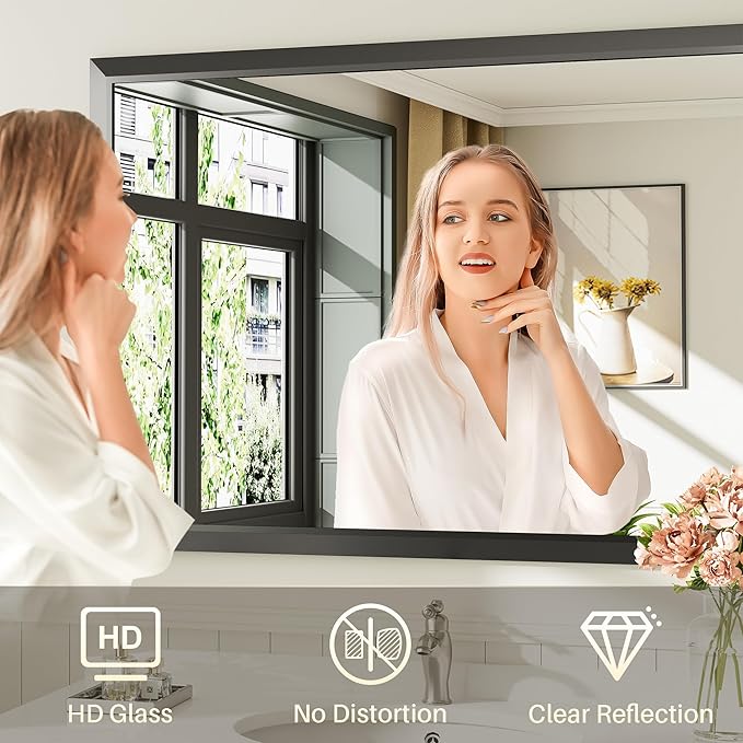 Briivue 48x30 Inch Black Bathroom Mirror - Image 3