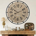 30 Inch Oversized Farmhouse Wall Clock, Metal Rustic Wood by Unknown