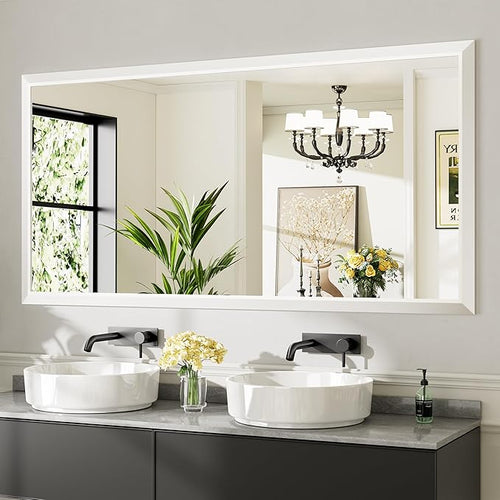 72x36 Inch White Bathroom Mirror by Briivuemodernmirrors