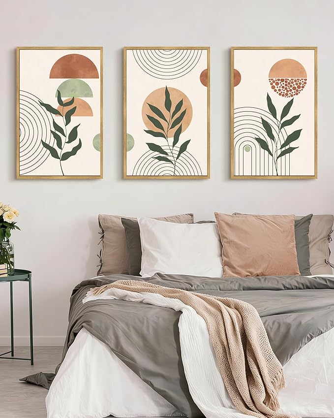 PHOPAGO Boho Wall Art Sage Plant Botanical Bohemain Framed Wall Printing Large - Image 4