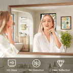 40x30 Inch Bathroom Mirror for Wall, Anti-Rust Walnut Wood Grain Metal Framed - Image 6