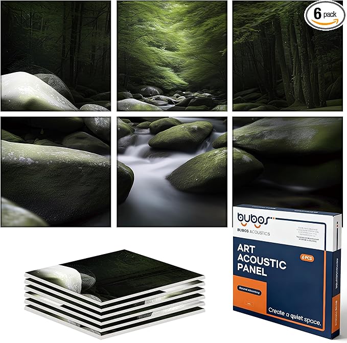 BUBOS 6 Pack Self-Adhesive Acoustic Wall Panels, 70.8" x 47.2" Sound Panels by BUBOS