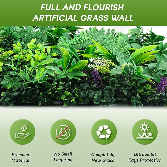 fanado Artificial Grass Wall Panels 20"x20", Hedge Green Wall Decor Backdrop - Image 5