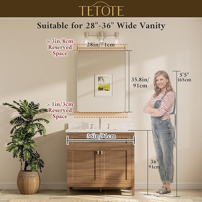 TETOTE Black Vanity Mirror 28 x 36 Inch - Image 8