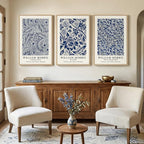 Large Framed Blue William Morris Wall Art Set of 3, Vintage Botanical Floral - Image 2