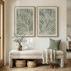 Framed Green Abstract Botanical Wall Art, 2 Piece Tropical Plant Canvas - Image 8