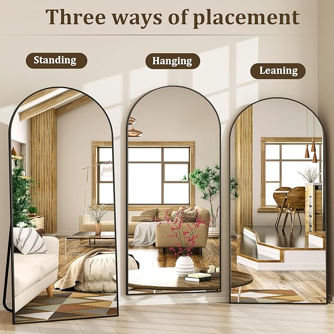 XRAMFY 86"x40" Arched Full Length Mirror Floor Mirrors - Image 7