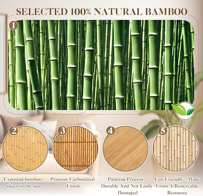 Juexica 6 Pcs Natural Bamboo Wall Panel - Image 3