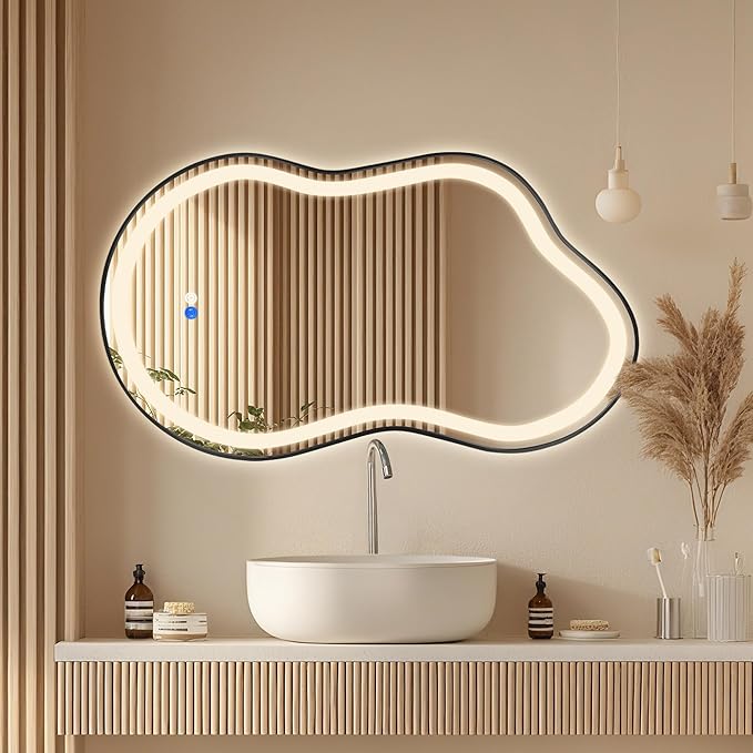 Dorlicecass Irregular Led Bathroom Mirror- Black 20"x36" Single Piece Vanity - Image 2