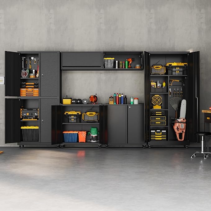 Garage Storage Cabinet with Wheels, Lockable Metal Storage Cabinet - Image 2