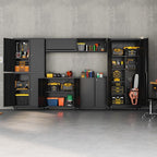 Garage Storage Cabinet with Wheels, Metal Storage Cabinet with 2 Doors and - Image 2