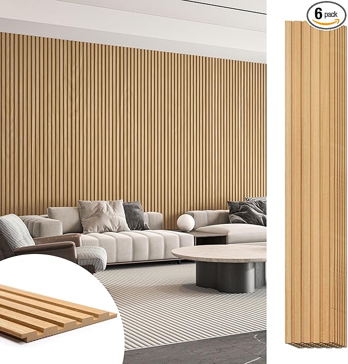 Art3d 6-Piece Wood Slat Panels for Stylish Interior Decor and Ceiling Decoration by Art3d