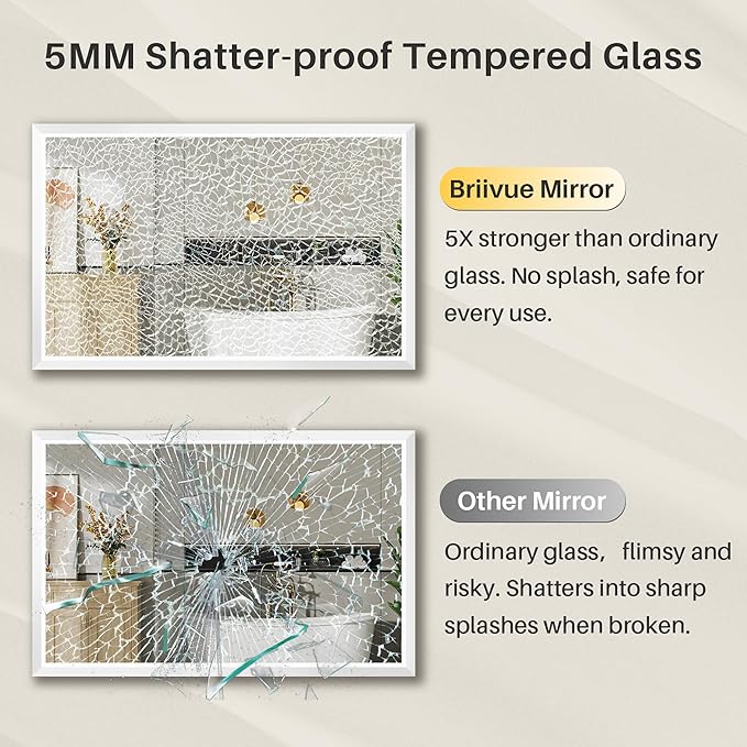 48x32 Inch White Bathroom Mirror - Image 8