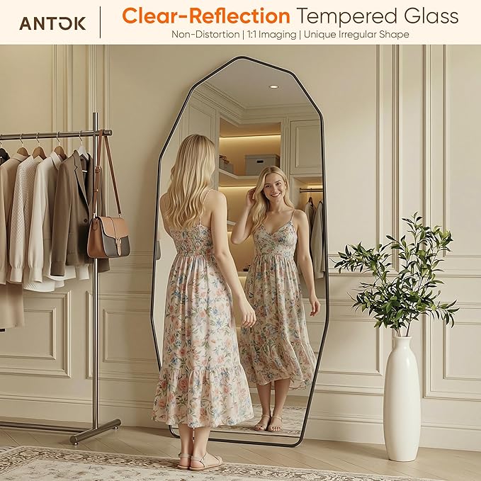 Antok Full Length Mirror, Free Standing Wall Mounted or Leaning Full Body Mirror - Image 4