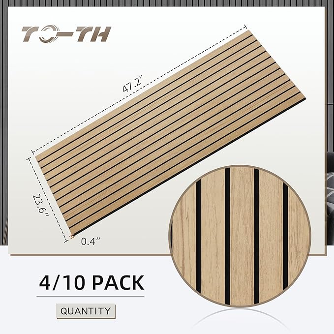 TO-TH Wood-Look Acoustic Wall Panels, 10 Pack 47.2” x 23.6” Acoustic Panels - Image 7