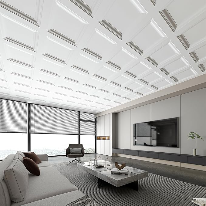 Art3d 36-Pack Square Drop Ceiling Tile 2ft x 2ft in White, PVC Ceiling Panel 24 - Image 4