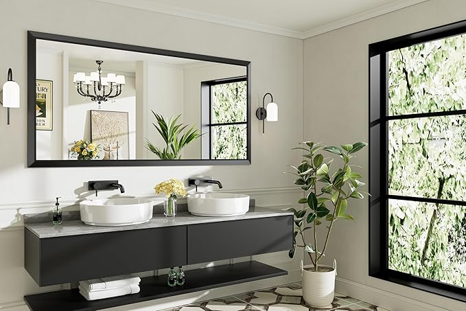 Briivue 72x36 Inch Black Bathroom Mirror - Image 9