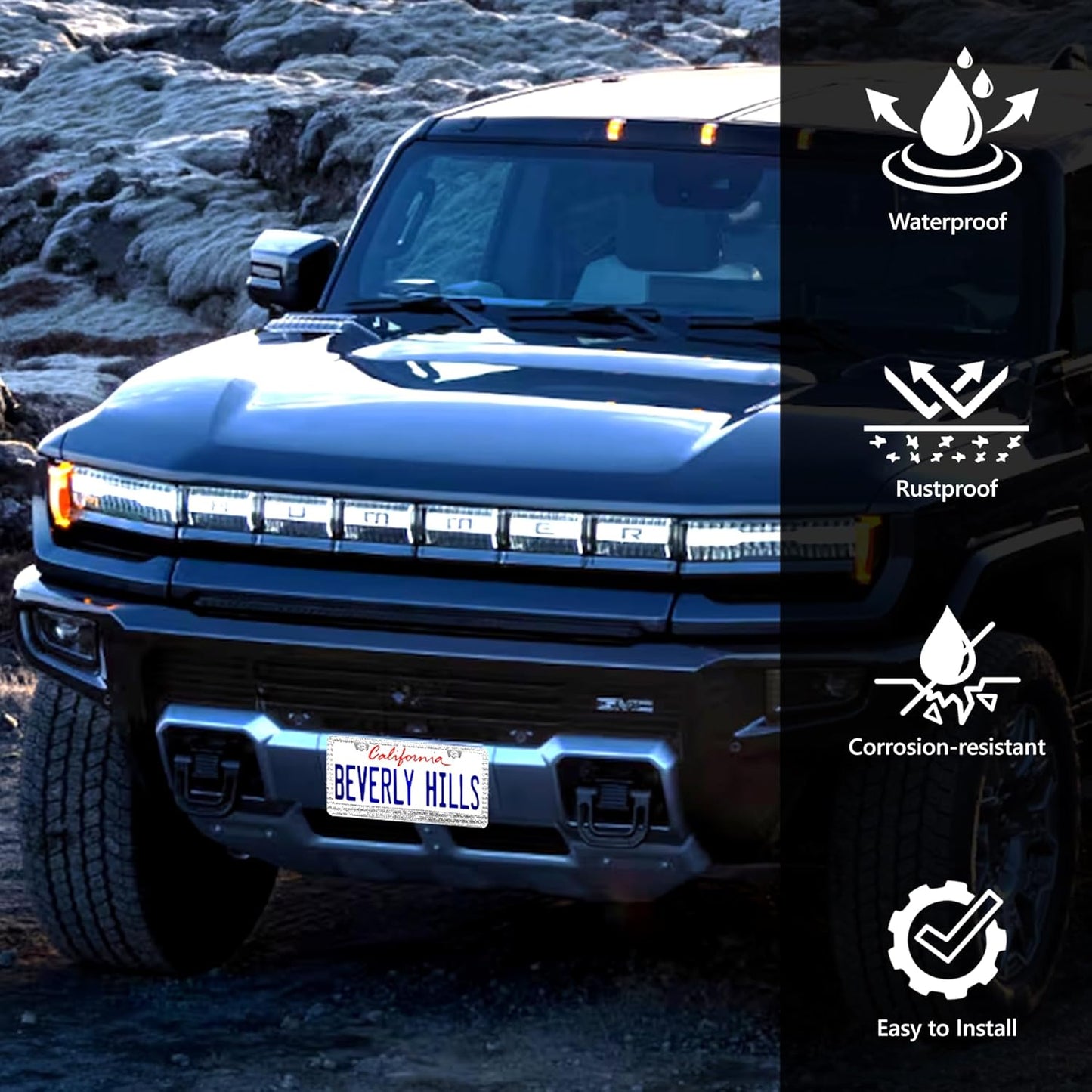 2 Pack Silver Bling License Plate Frames for Women - Stainless Steel with Diamond Sparkly Rhinestone License Plate Holder - Perfect Birthday for Auto Lovers